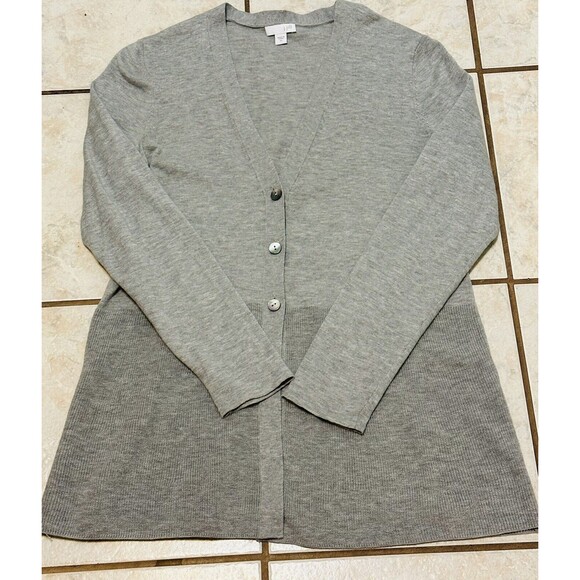 J Jill Women Size XS Gray Button Up Cardigan Essential Closet Staple Office - Picture 9 of 10